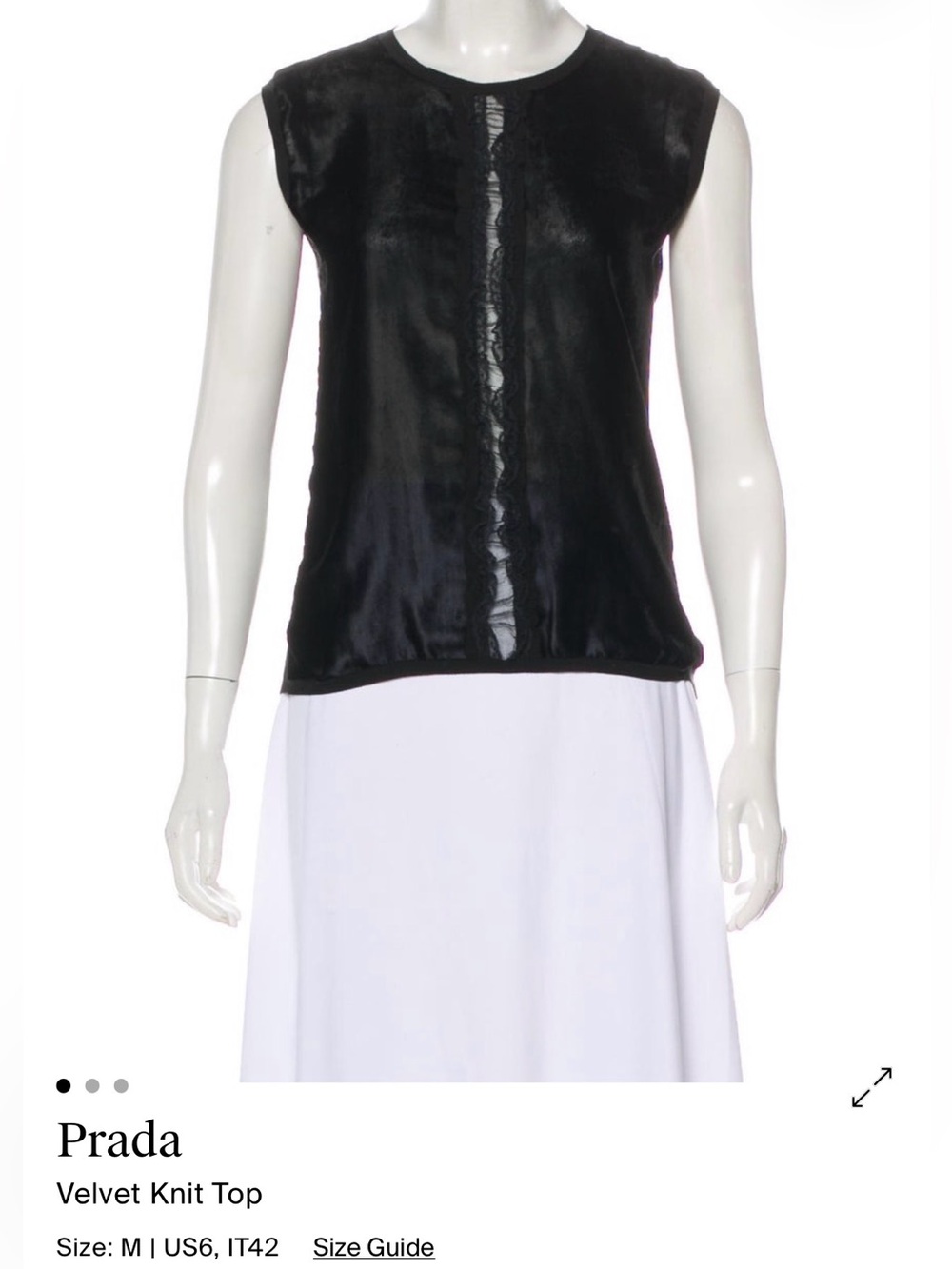 Prada Black Velvet Knit Sleeveless Top